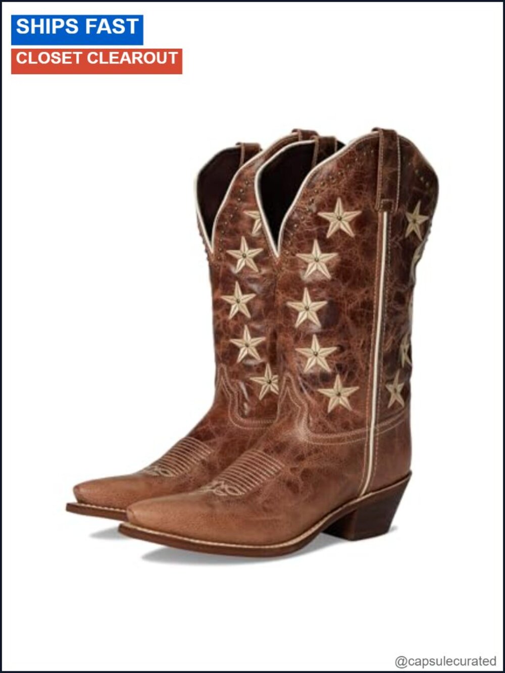 Laredo Serenade Leather Western Mid-Calf Boots Women Snip Toe Block Heel